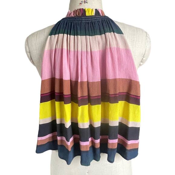 Apiece Apart Olivera Bright Striped Cropped Halter Silk Top Size 2 - Picture 4 of 6